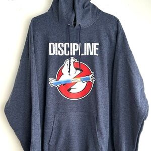 DISCIPLINE “SAY NO TO DRUGS” GHOSTBUSTER HEATHER BLUE HOODIE NEW